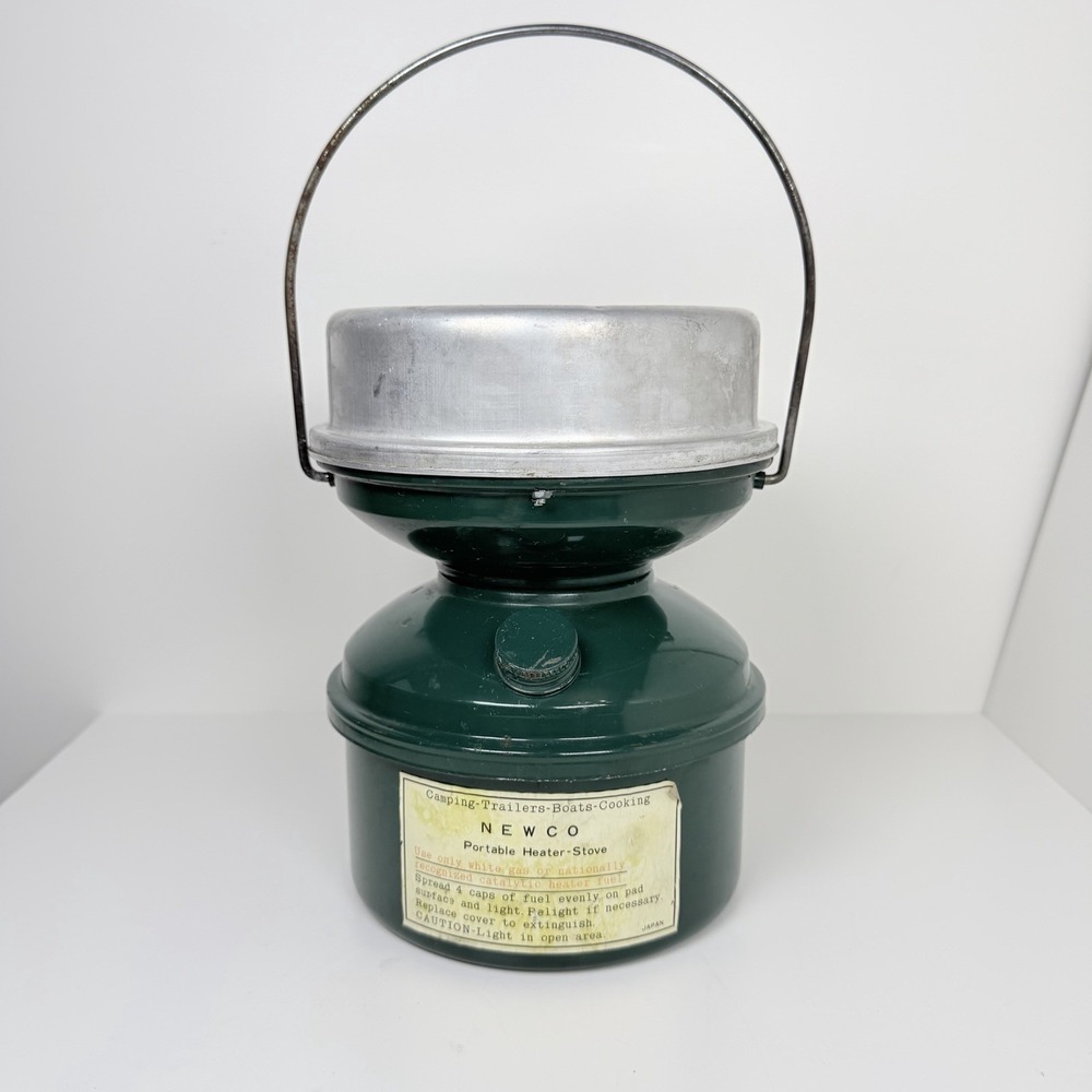 Vintage NEWCO Portable Heater Stove Camping White Gas Catalytic Japan Green